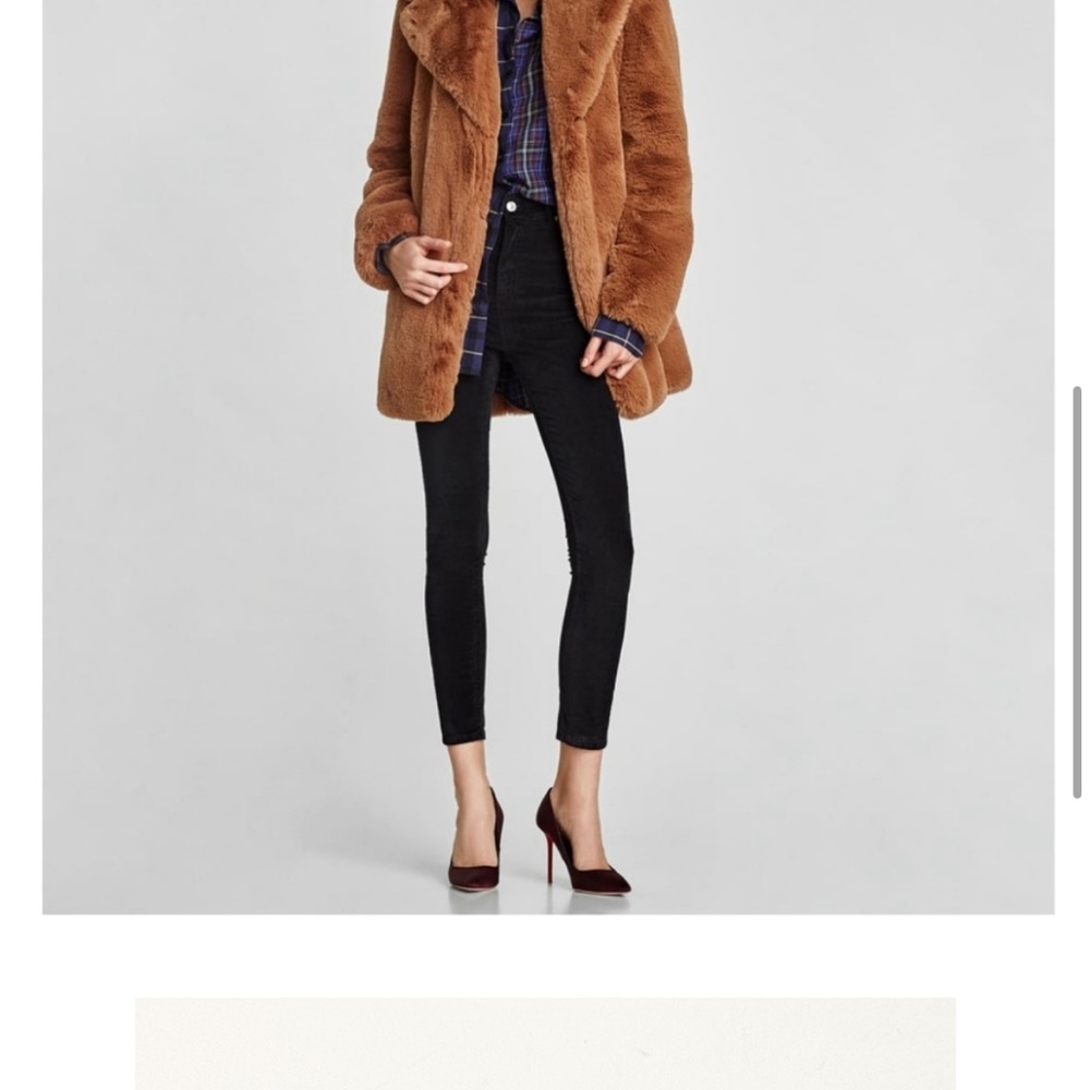 Zara Premium denim collection black velvet moleskin skinny jeans